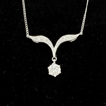 1950s Vintage Diamond Drop 14k White Gold Necklace - Jacob's Diamond and Estate Jewelry