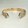 Cartier Double Diamond C Tri-Color Gold Cuff Bracelet 18k Gold