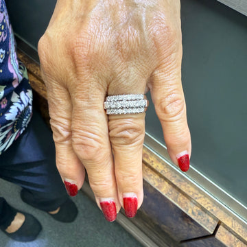 1950s Three Row Diamond White Gold Band Ring