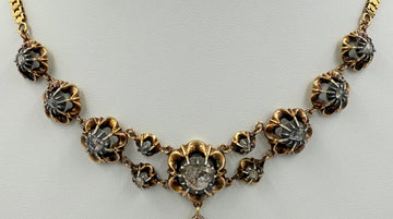 Victorian French Rosecut Diamond Yellow Gold Necklace