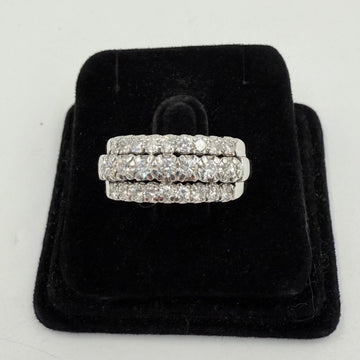 1950s Three Row Diamond White Gold Band Ring