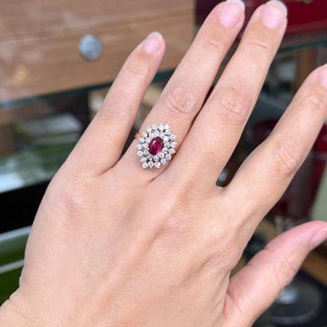 Vintage Ruby and Diamond Ballerina Ring 14k Gold - Jacob's Diamond and Estate Jewelry
