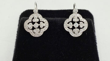 18k White Gold Diamond Earrings On Euro Wires