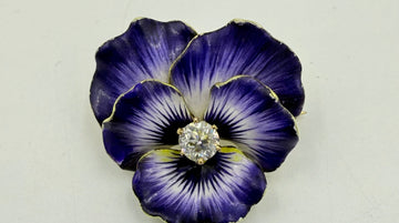Antique Enamel Diamond Pansy Brooch Circa 1900