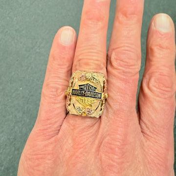 Harley Davidson Black Hills 10k Tri Color Gold Ring