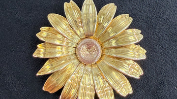 1950's Retro Daisy Brooch Pin and Pendant Combo 14k Yellow Gold