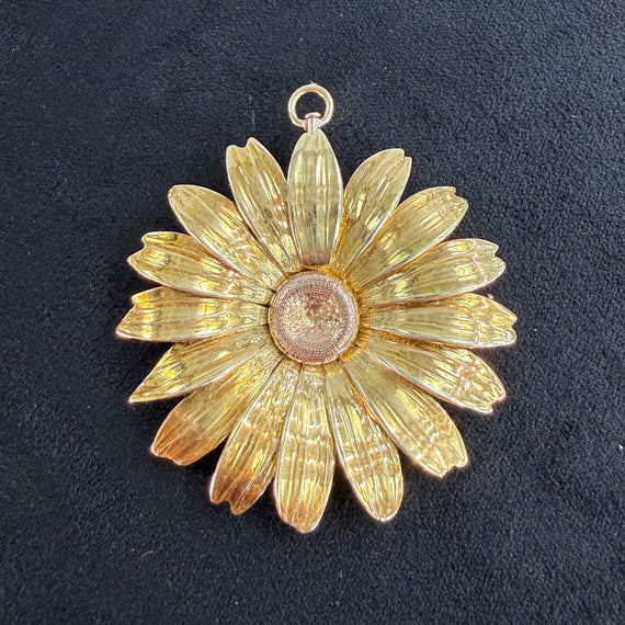 1950's Retro Daisy Brooch Pin and Pendant Combo 14k Yellow Gold