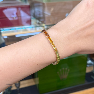 Vintage 1990's Rainbow Gemstone Tennis Bracelet 14k Yellow Gold - Jacob's Diamond and Estate Jewelry
