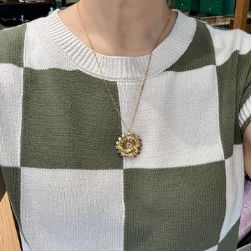 1950's Retro Daisy Brooch Pin and Pendant Combo 14k Yellow Gold - Jacob's Diamond and Estate Jewelry