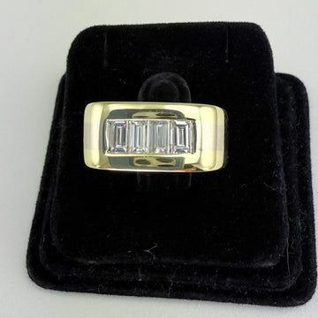 4 Stone Baguette Diamond 18k Yellow Gold Ring Size 7.5