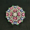 1950's En Tremblant Ruby Sapphire Emerald Diamond Brooch 18/14k