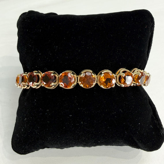 Vintage 1990's Citrine Gradient Tennis Bracelet 14k Yellow Gold