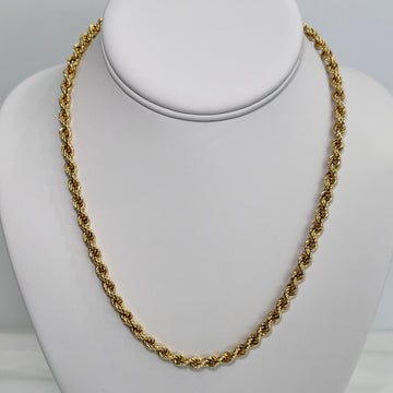 Vintage 1990's Rope Chain Necklace 18.5 inches 14k Yellow Gold