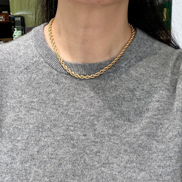 Vintage 1990's Rope Chain Necklace 18.5 inches 14k Yellow Gold