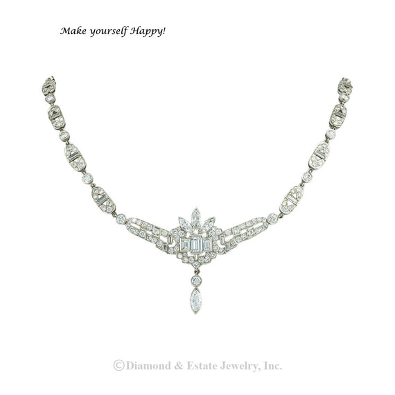 Art Deco diamond and platinum necklace circa 1935. Jacob's Diamond & Estate Jewelry.