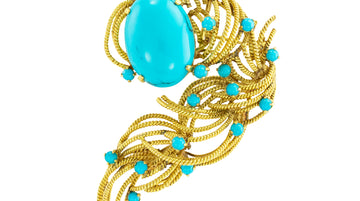 Turquoise Yellow Gold Brooch Pendant