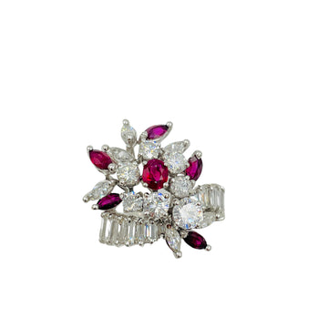 Diamond Ruby Platinum Cocktail Ring - Jacob's Diamond and Estate Jewelry