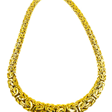 Byzantine Graduated Wide Yellow Gold Necklace - Jacob's Diamond and Estate Jewelry