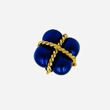 Blue Enamel Yellow Gold Tie Tac - Jacob's Diamond and Estate Jewelry