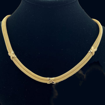 Two Row Mesh Yellow Gold Necklace