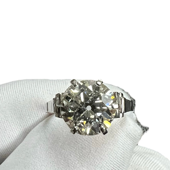 3.50 Carat Old European Cut Diamond Solitaire Platinum Ring - Jacob's Diamond and Estate Jewelry