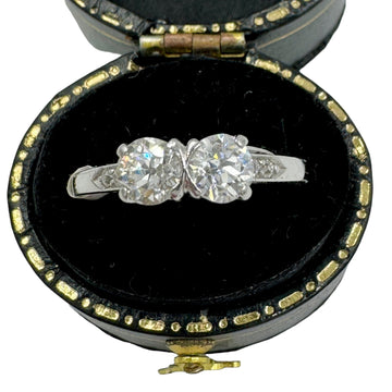 1930s Toi Et Moi Two Stone Diamond Platinum Ring - Jacob's Diamond and Estate Jewelry