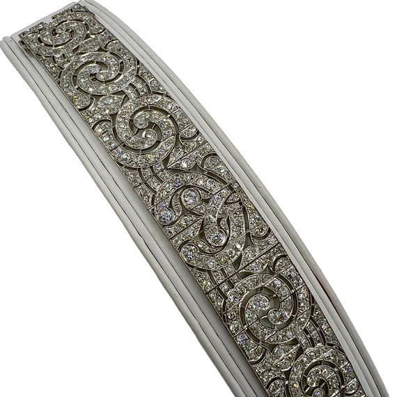 Art Deco Wide Diamond Platinum Bracelet - Jacob's Diamond and Estate Jewelry