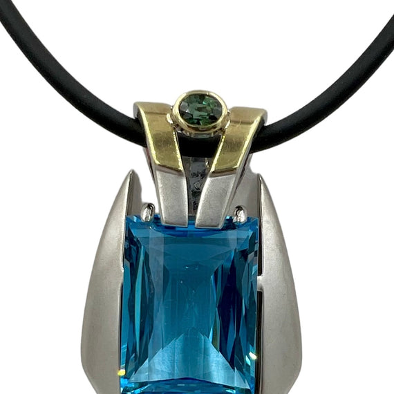 Blue Topaz Tourmaline Diamond Pendant - Jacob's Diamond and Estate Jewelry