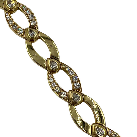 1970s Diamond Yellow Gold Link Bracelet - Jacob's Diamond and Estate Jewelry