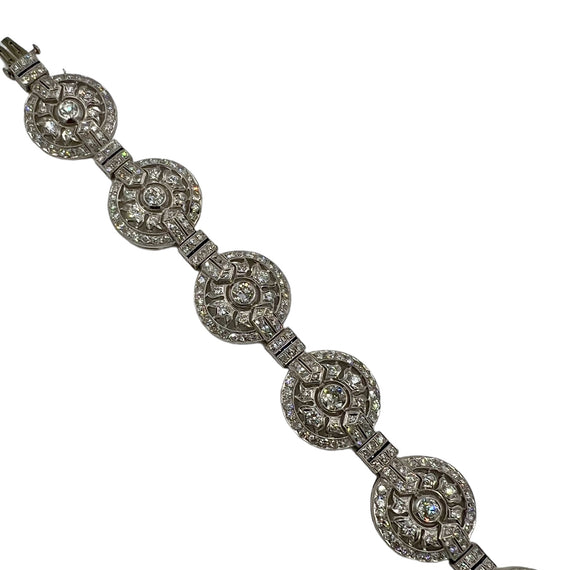 1930s Art Deco Diamond Platinum Circular Bracelet - Jacob's Diamond and Estate Jewelry