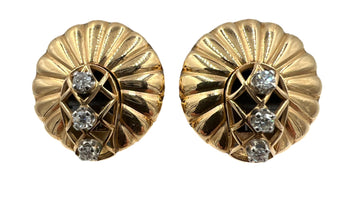 Retro Diamond Gold Clip On Earrings