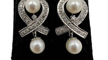 1950s Diamond Pearl Drop Earrings