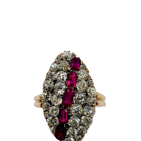 Victorian Ruby Diamond Gold Ring - Jacob's Diamond and Estate Jewelry