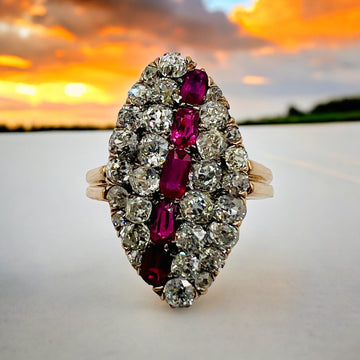 Victorian Ruby Diamond Gold Ring - Jacob's Diamond and Estate Jewelry
