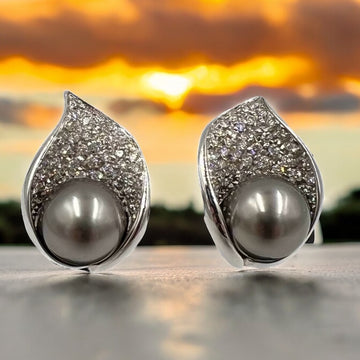 MASTOLONI Pearl Diamond White Gold Earrings - Jacob's Diamond and Estate Jewelry