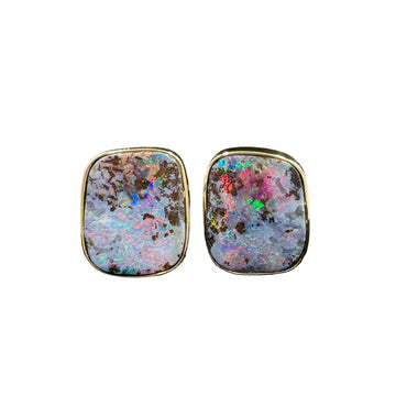 Boulder Opal Yellow Gold Earrings - Jacob's Diamond and Estate Jewelry