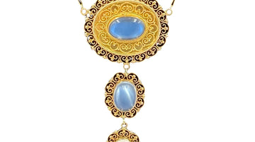 French Victorian Moonstone Gold Necklace