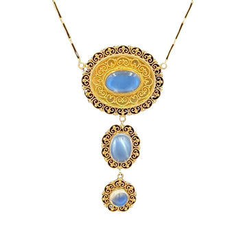 French Victorian Moonstone Gold Necklace - Jacob's Diamond and Estate Jewelry