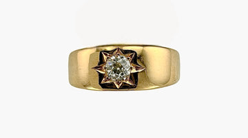 Art Deco Diamond Yellow Gold Gypsy Ring