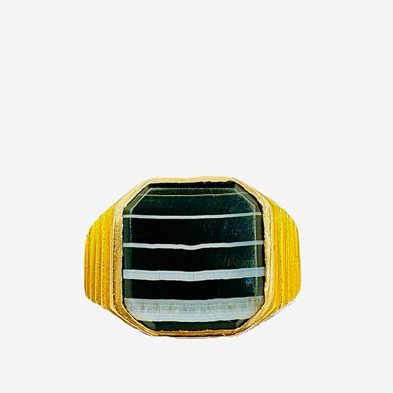Art Deco Men's Banded Agate Ring - Jacob's Diamond and Estate Jewelry