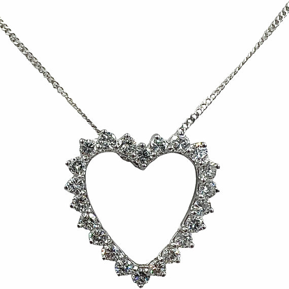 1970s Diamond Heart White Gold Pendant - Jacob's Diamond and Estate Jewelry