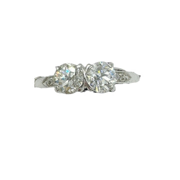 1930s Toi Et Moi Two Stone Diamond Platinum Ring - Jacob's Diamond and Estate Jewelry