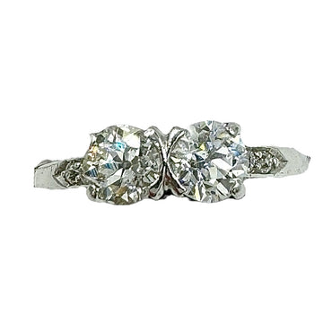 1930s Toi Et Moi Two Stone Diamond Platinum Ring