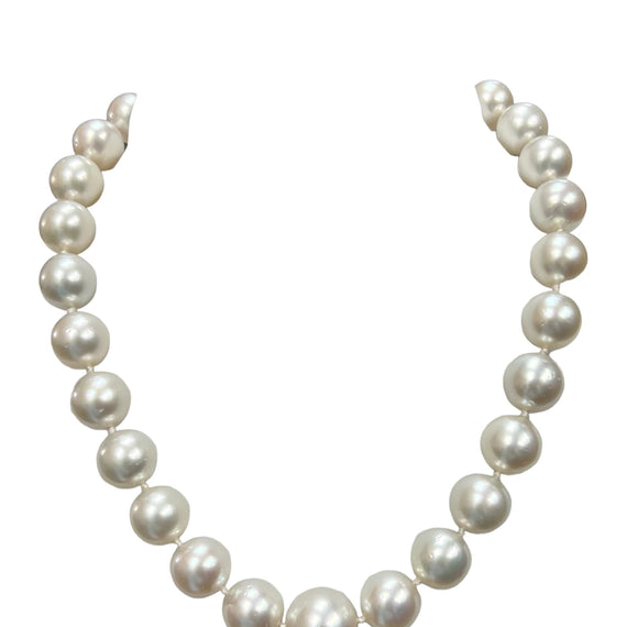 Graduated South Sea Pearl Diamond Platinum Necklace - Jacob's Diamond and Estate Jewelry