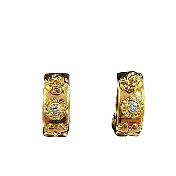 Chanel Diamond Yellow Gold Hoop Earrings - Jacob's Diamond and Estate Jewelry
