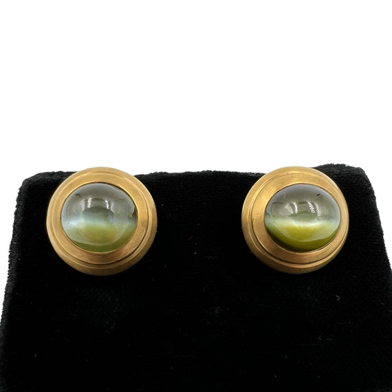 Chrysoberyl Cats Eye Yellow Gold Cufflinks - Jacob's Diamond and Estate Jewelry