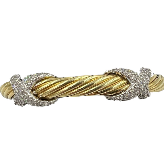 David Yurman Diamond Yellow Gold Cuff Bracelet - Jacob's Diamond and Estate Jewelry