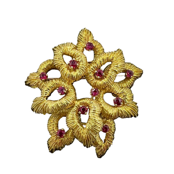 Tiffany Ruby Yellow Gold Brooch