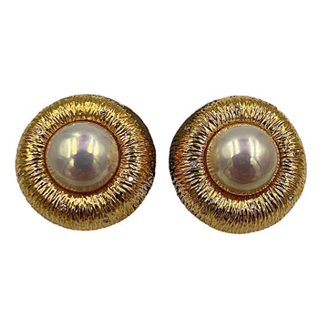 1990s Mabe Pearl Diamond 18k Yellow Gold Earrings