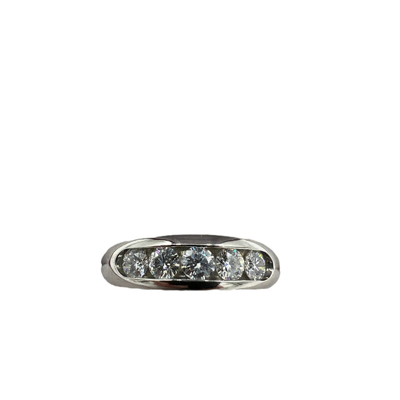 5 Stone Diamond Channel Set Platinum Band Ring Size 6.5